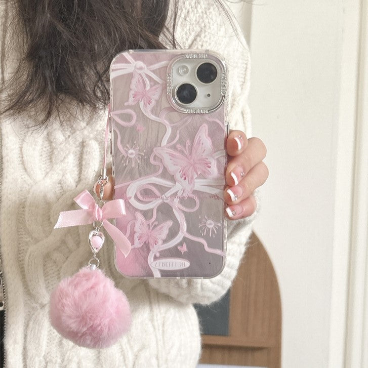 Pink Butterfly Charm Phone Case