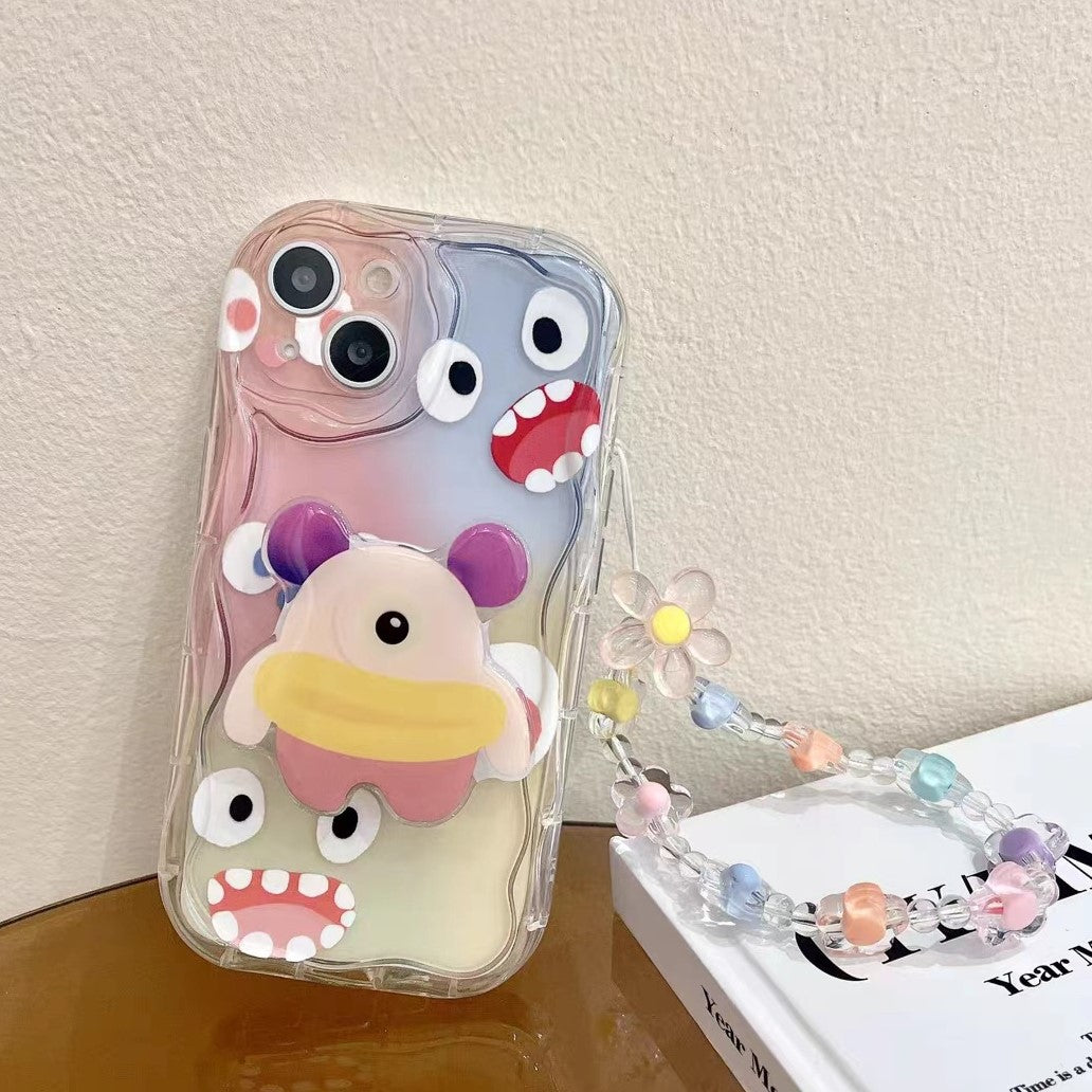 Quirky Monsters Pastel Phone Case + Magnetic Phone Holder