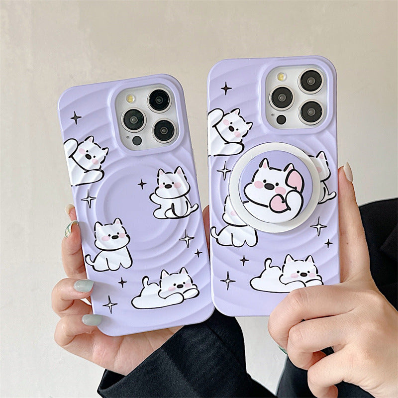 Purple Westie Dog Phone Case + Magnetic Phone Holder