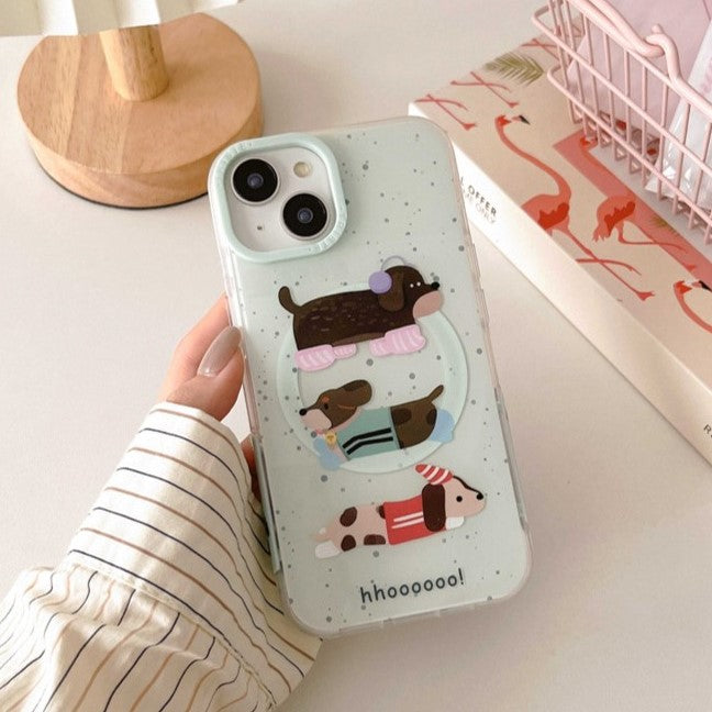 Sausage Dogs Mint Green Phone Case